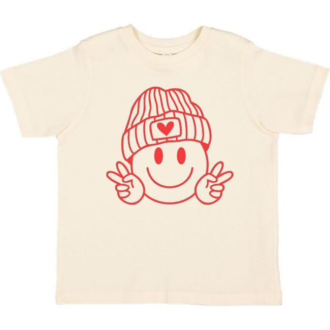 Peace, Love, Smile Valentine's Day Short Sleeve T-Shirt, Natural | Maisonette