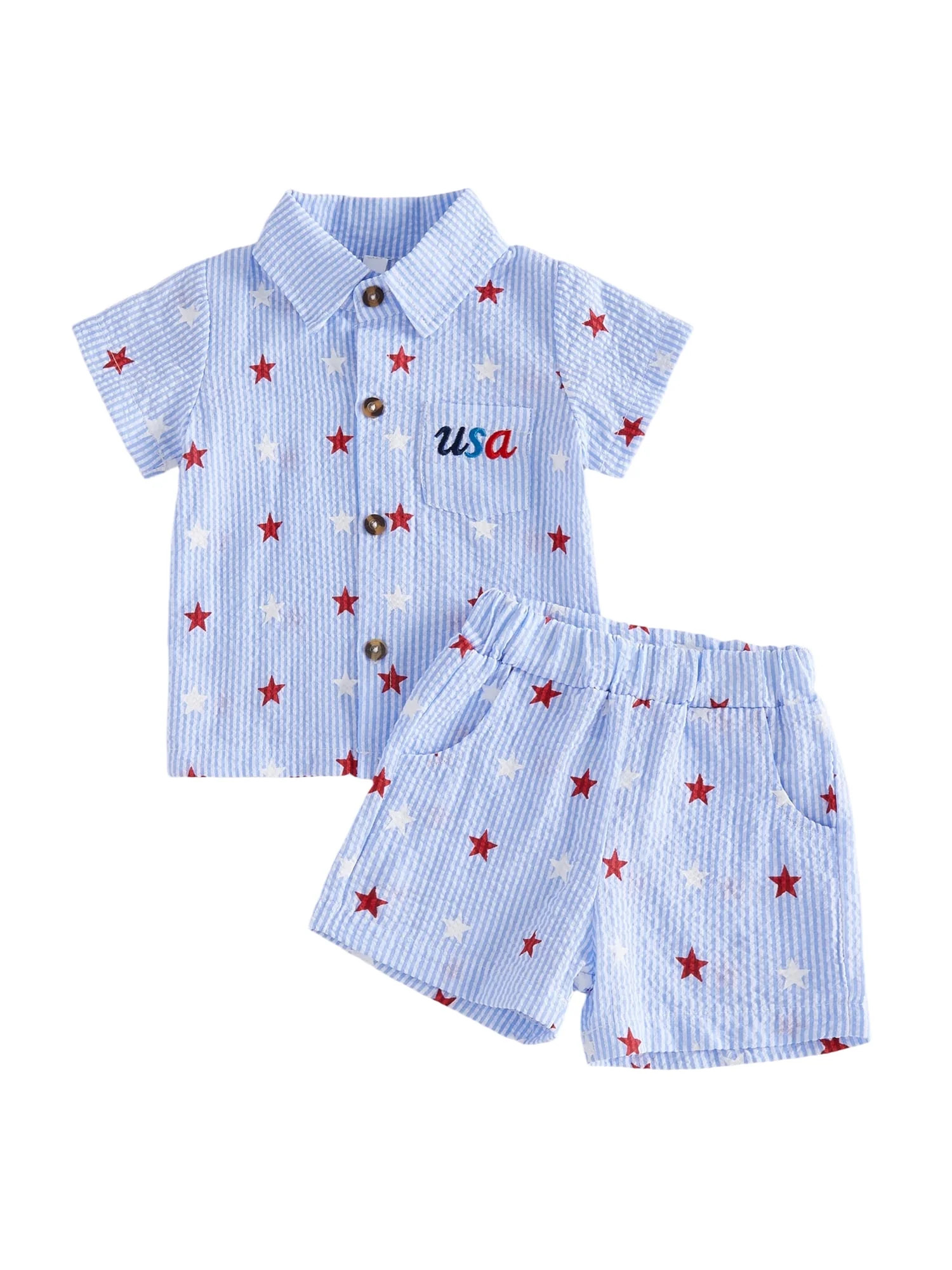 Loicainy Baby Toddler Boy 4th of July Outfits 6 12 18 24 Months 2T 3T 4T 5T Short Sleeve Letter E... | Walmart (US)