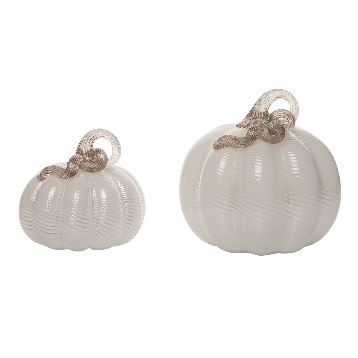 Transpac Glass 7.5 in. Off-White Harvest Swirl Pumpkins Set of 2 | Target