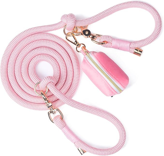 Rope Dog Leash with Poop Bag Holder, 7.4ft Nylon Heavy Duty Waist Dog Leashes with Metal Clasp, H... | Amazon (US)