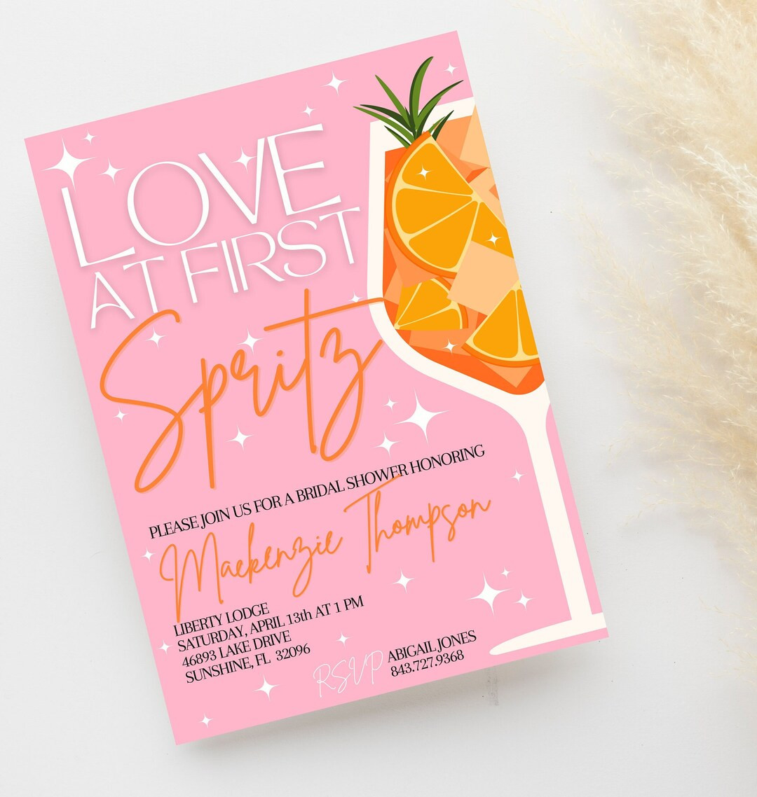 Editable Bridal Shower Love at First Spritz Invitation Template Aperol Bridal Brunch Couple Showe... | Etsy (US)