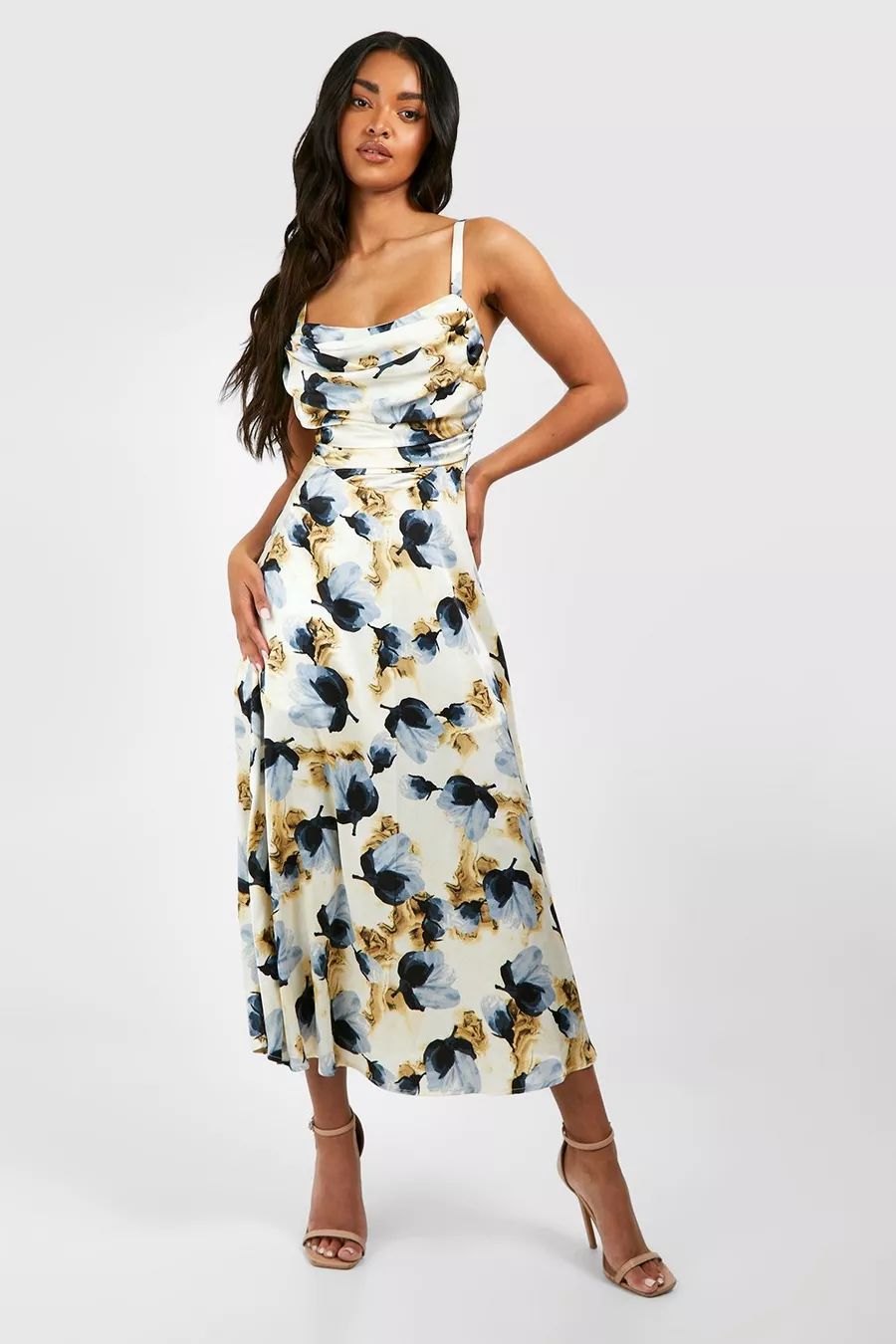 Floral Satin Corset Midaxi Dress | Boohoo.com (UK & IE)