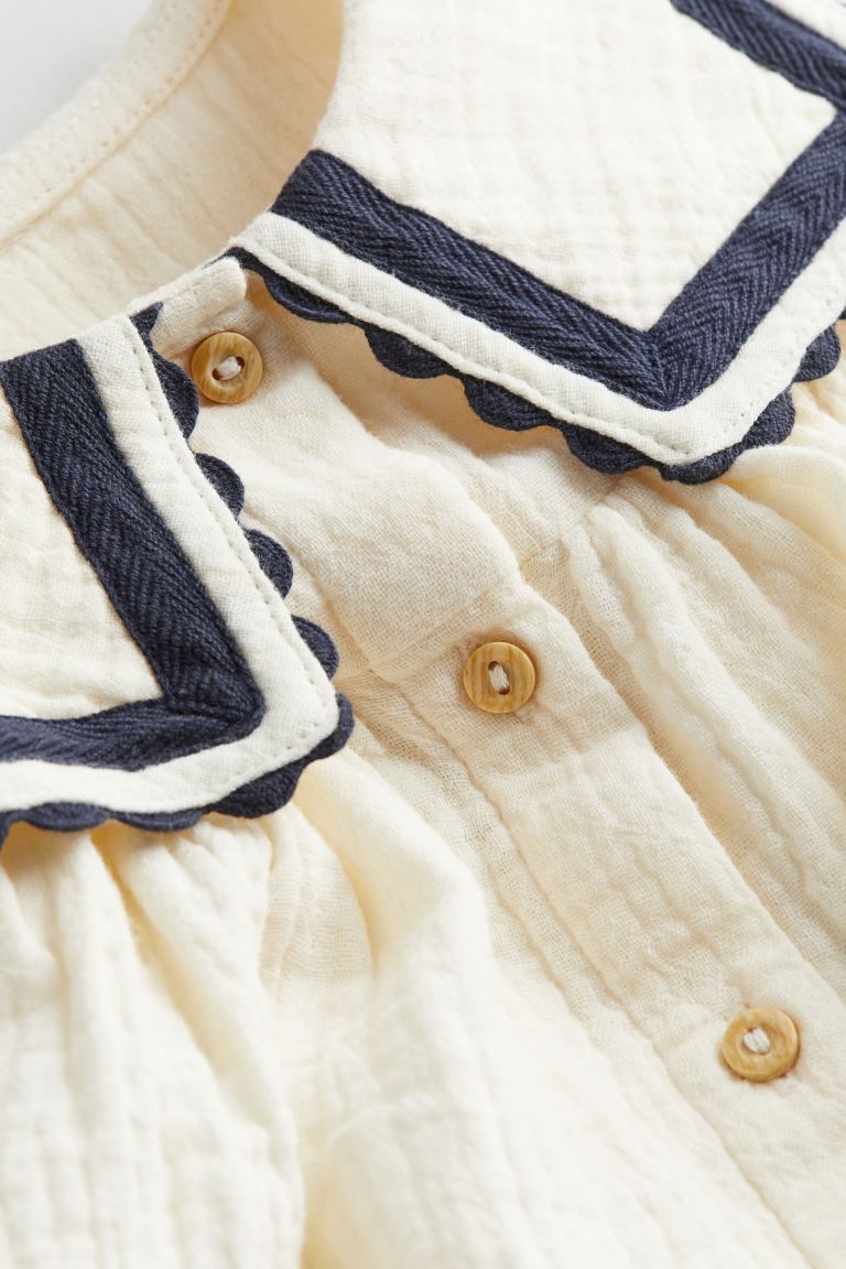 2-piece Muslin Dress and Bloomers Set - Cream/navy blue - Kids | H&M US | H&M (US + CA)