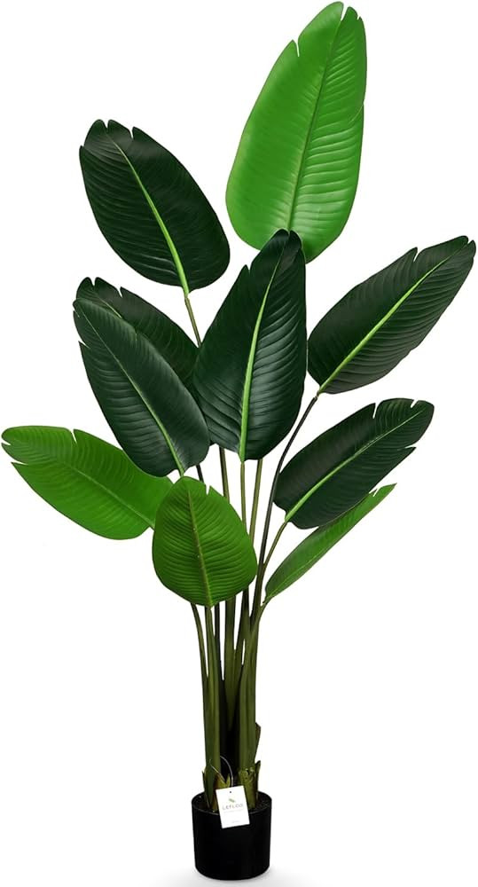 Artificial Bird of Paradise Plant Indoor, 5ft Fake Plant Palm Tree with 10 Adjustable Leaves, Tal... | Amazon (US)