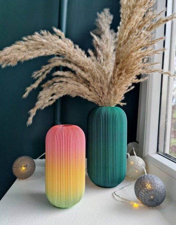 3D Printed Ridged Vase / Rainbow Vase / Modern Vase / | Etsy | Etsy (US)