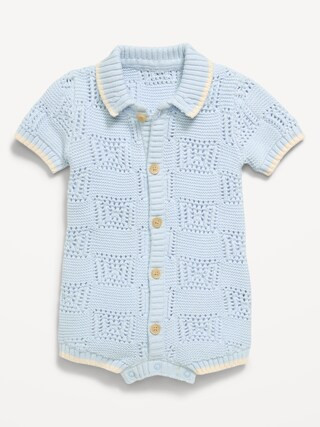 Short-Sleeve Sweater-Knit One-Piece Romper for Baby | Old Navy (US)
