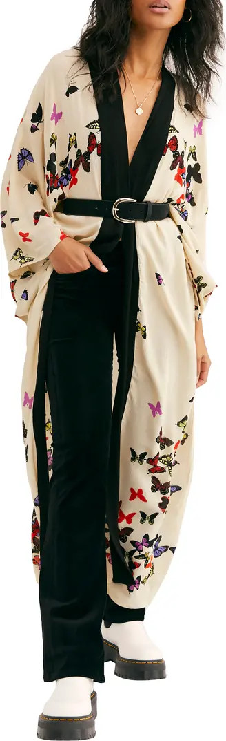 Butterfly Print Open Front Duster | Nordstrom