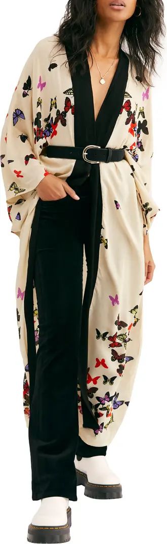 Butterfly Print Open Front Duster | Nordstrom