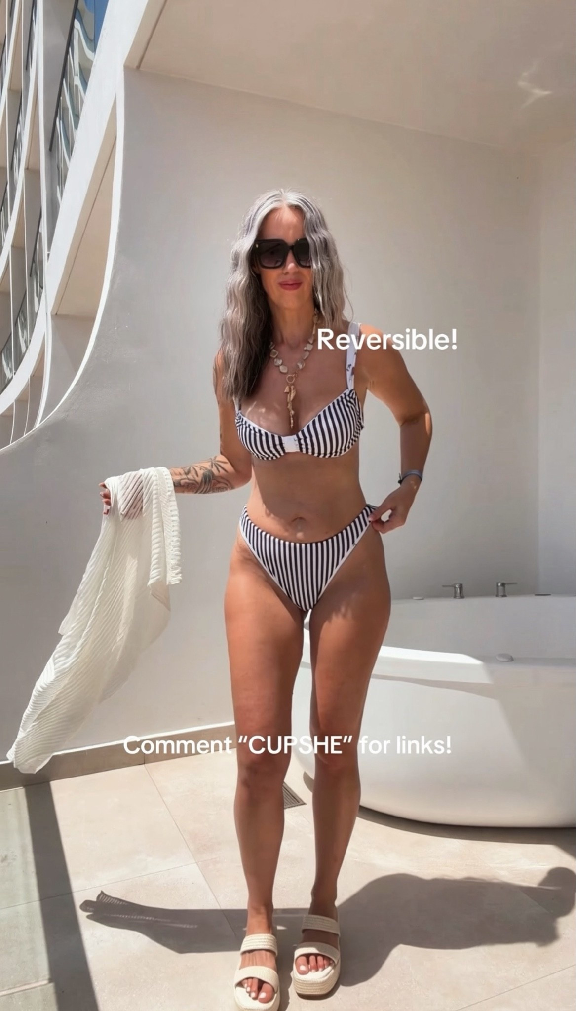 @cupshe reversible bikini! Wearing size M. Code: MIRANDA15 saves on Cupshe!

Vacation ready

#LTKOver40 #LTKSwim #LTKTravel