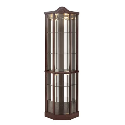 ChicFurnit Decorative Storage Cabinet Corner Curio Cabinet with Glass Display Adjustable Shelves for Home, Brown, 44.29"*20.47"*10.24" | Target