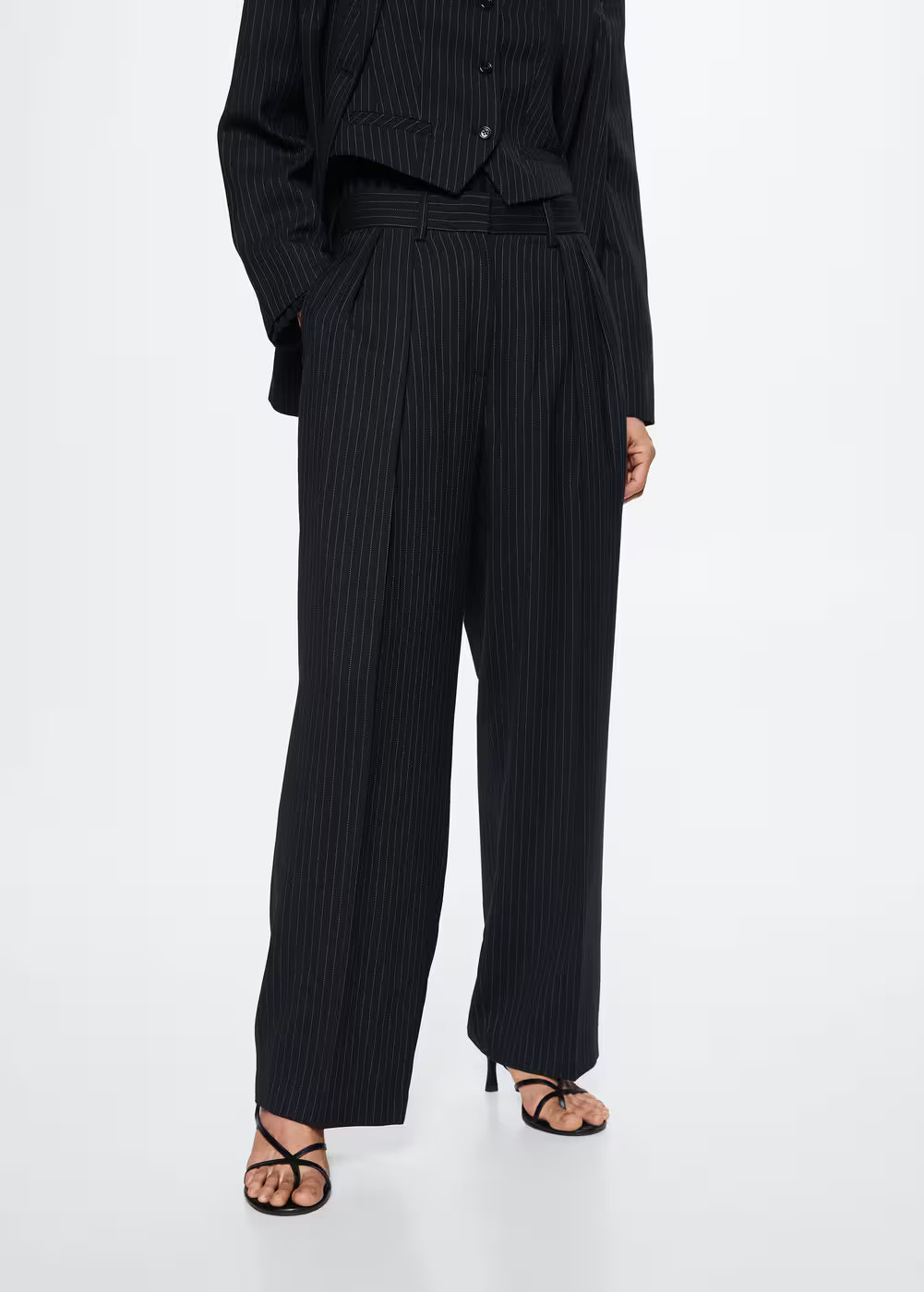 Pinstripe wool suit pants -  Women | Mango USA | MANGO (US)