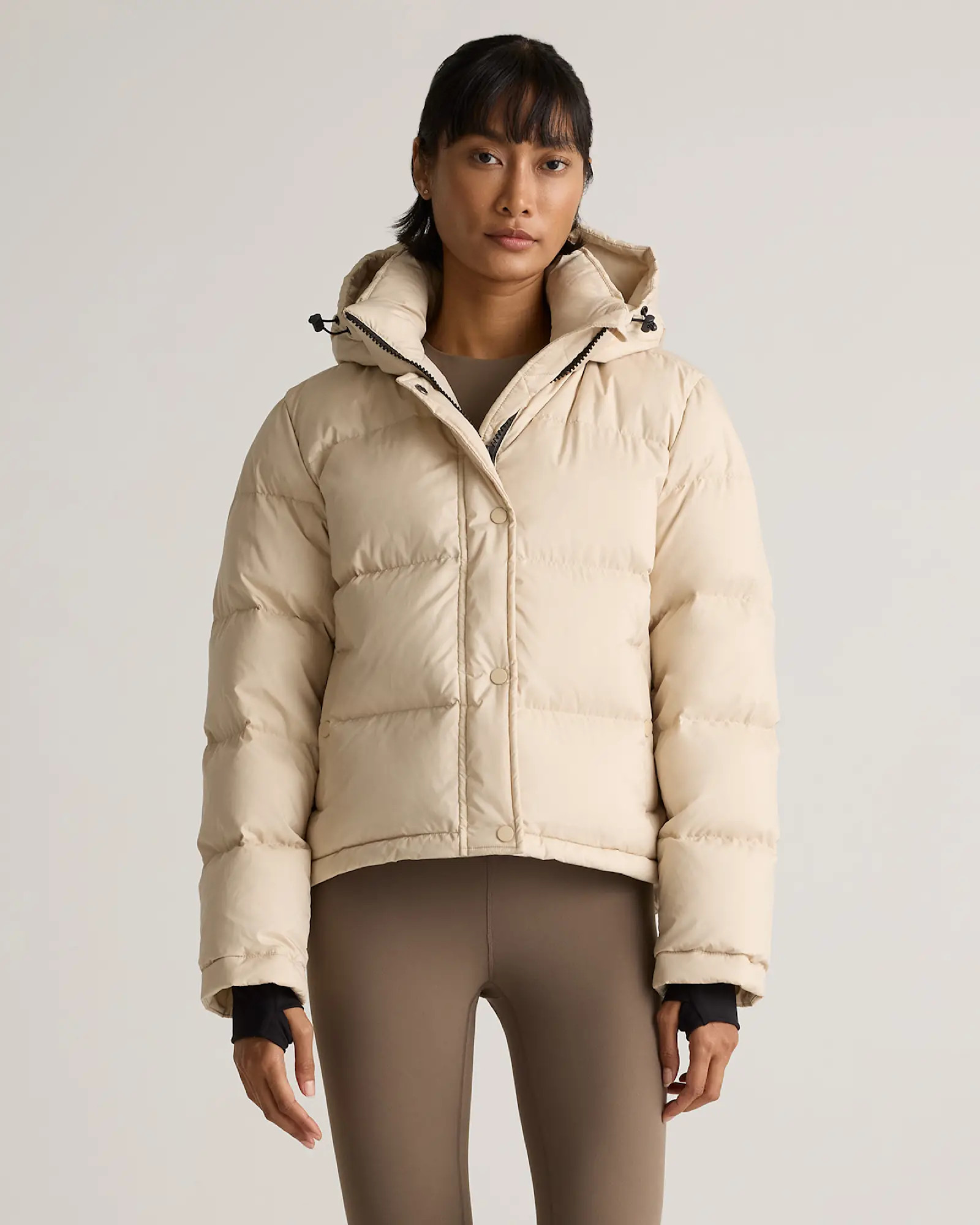 Responsible Down Cropped Puffer Jacket in Oatmilk | Quince