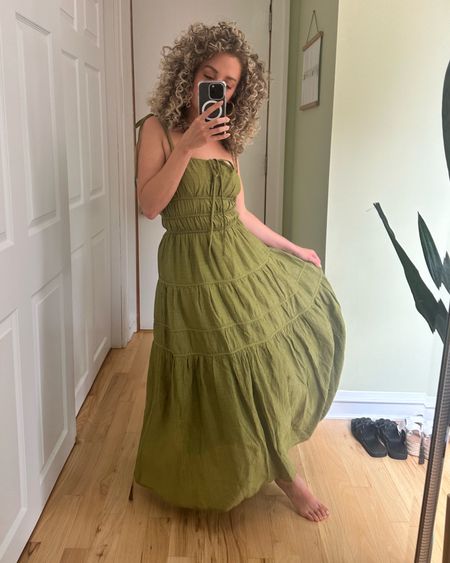 Green comfy sun dress, boho, midi dress, summer comfy dress, vacation, petite friendly and is maxi on me at 4’11”! Wearing an XS…normally a 2-4 dress size 

#LTKunder100 #LTKtravel #LTKstyletip