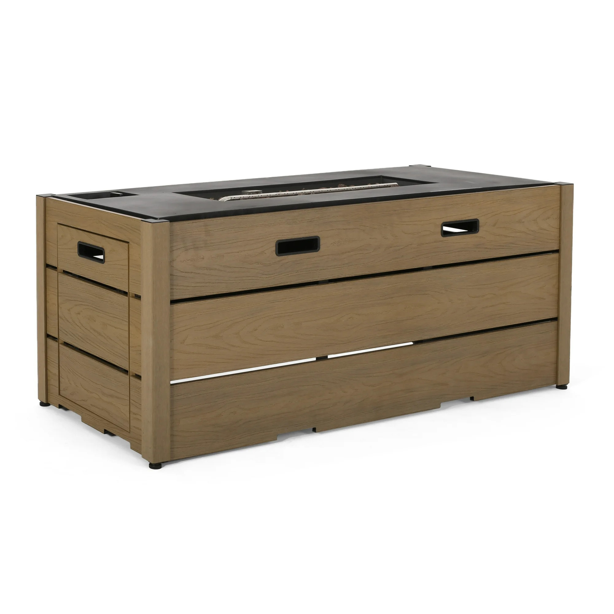 Camak Wood Resin Outdoor 55" Rectangular Fire Pit - 40,000 BTU, Brown | Walmart (US)