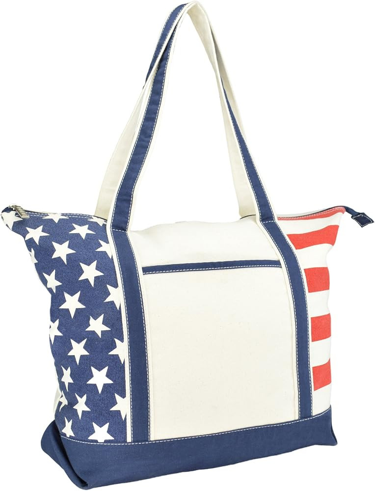 DALIX Flag Tote Bag USA American Pride Star Spangled Stars Stripes Shopping Grocery Bag | Amazon (US)