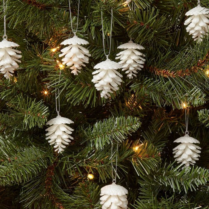 8ct Glitter Pinecone Christmas Ornament Set White - Wondershop™ | Target