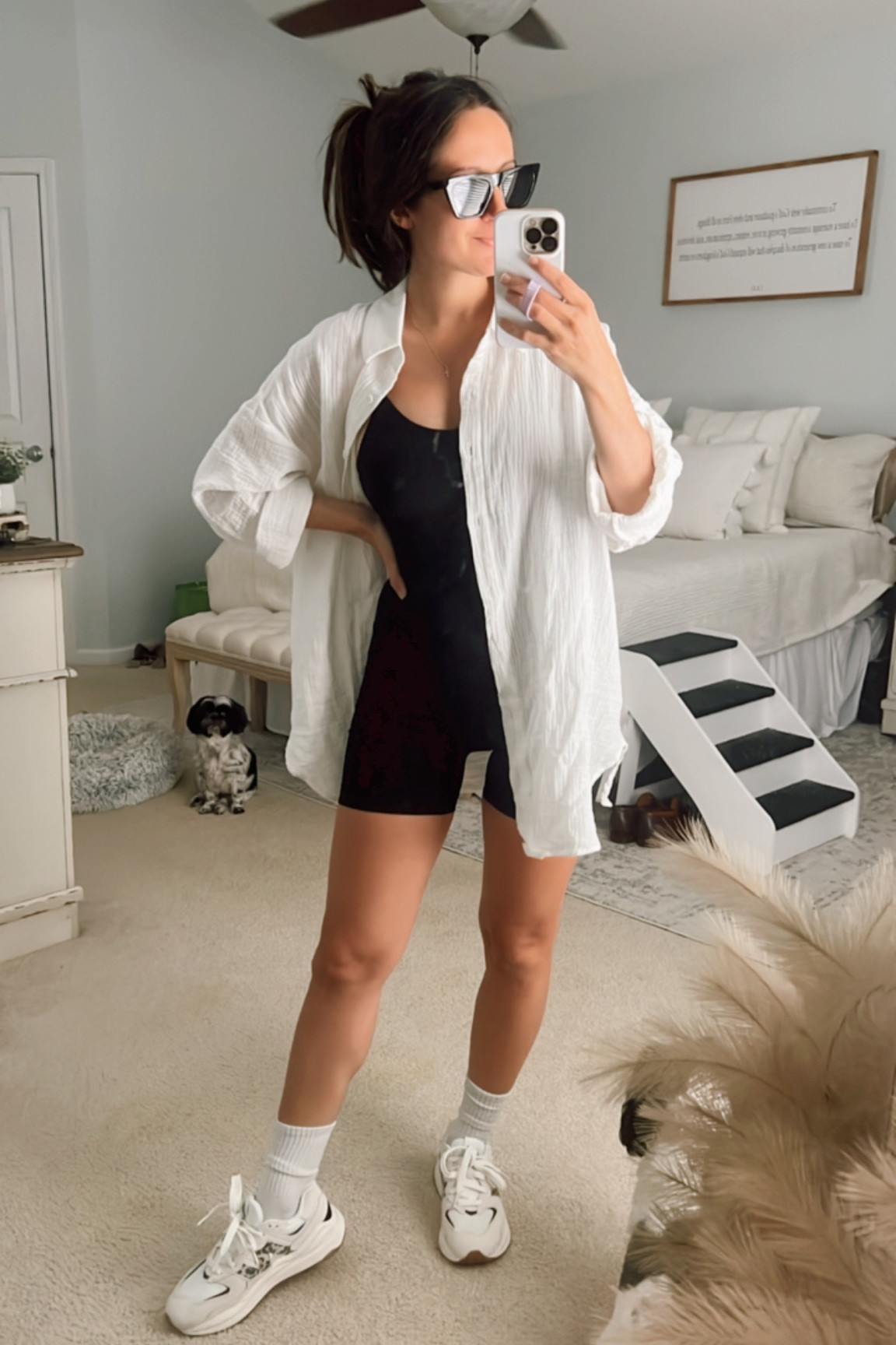 Mom-fit of the day! Wearing a small in the top and bodysuit 

One piece romper jumpsuit 
Athleisure loungewear
Amazon bodysuit 
Cheetah leopard new balance sneakers 

#LTKunder50 #LTKshoecrush #LTKFitness