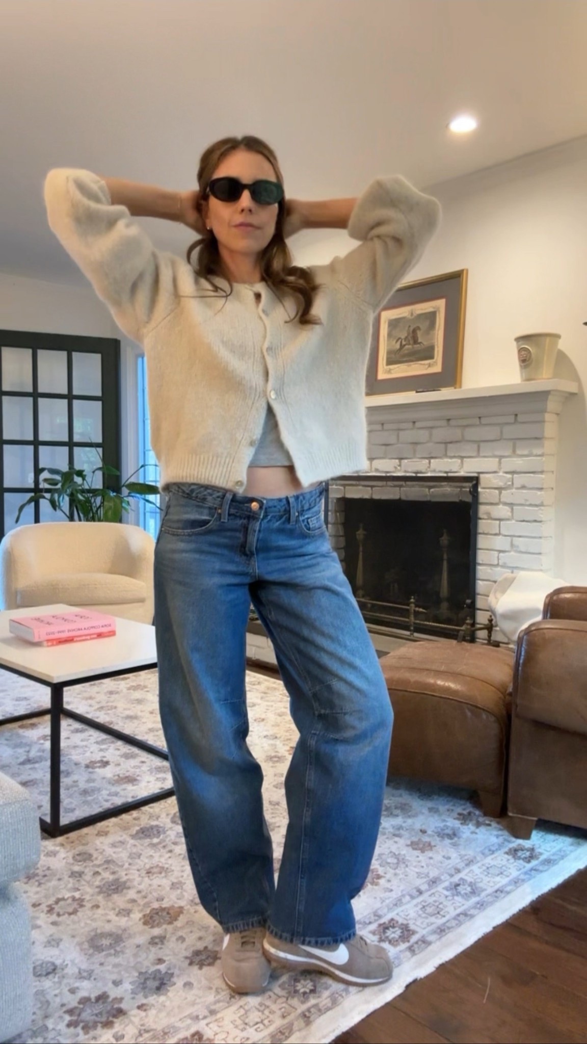 Mohair cardigan and barrel jeans 

#LTKSeasonal