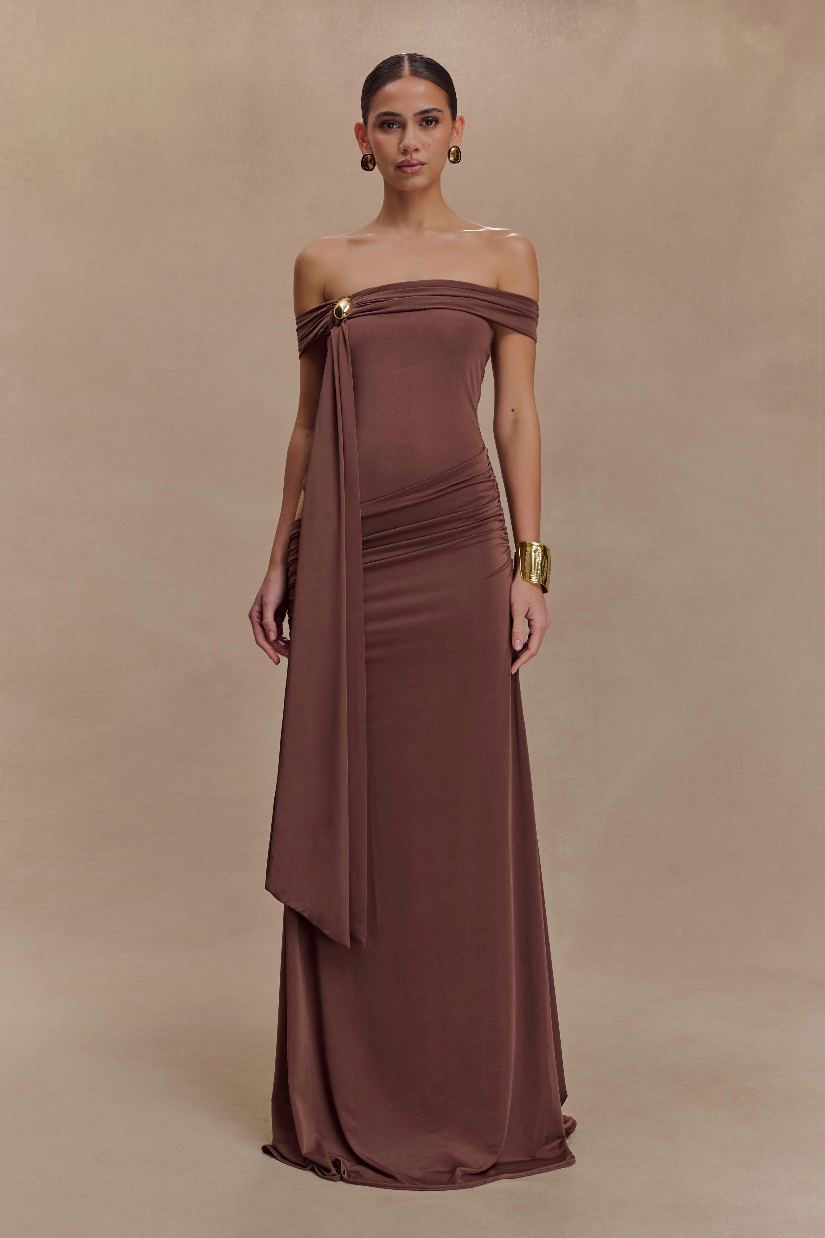 Oliver Slinky Maxi Dress - Chocolate | MESHKI US