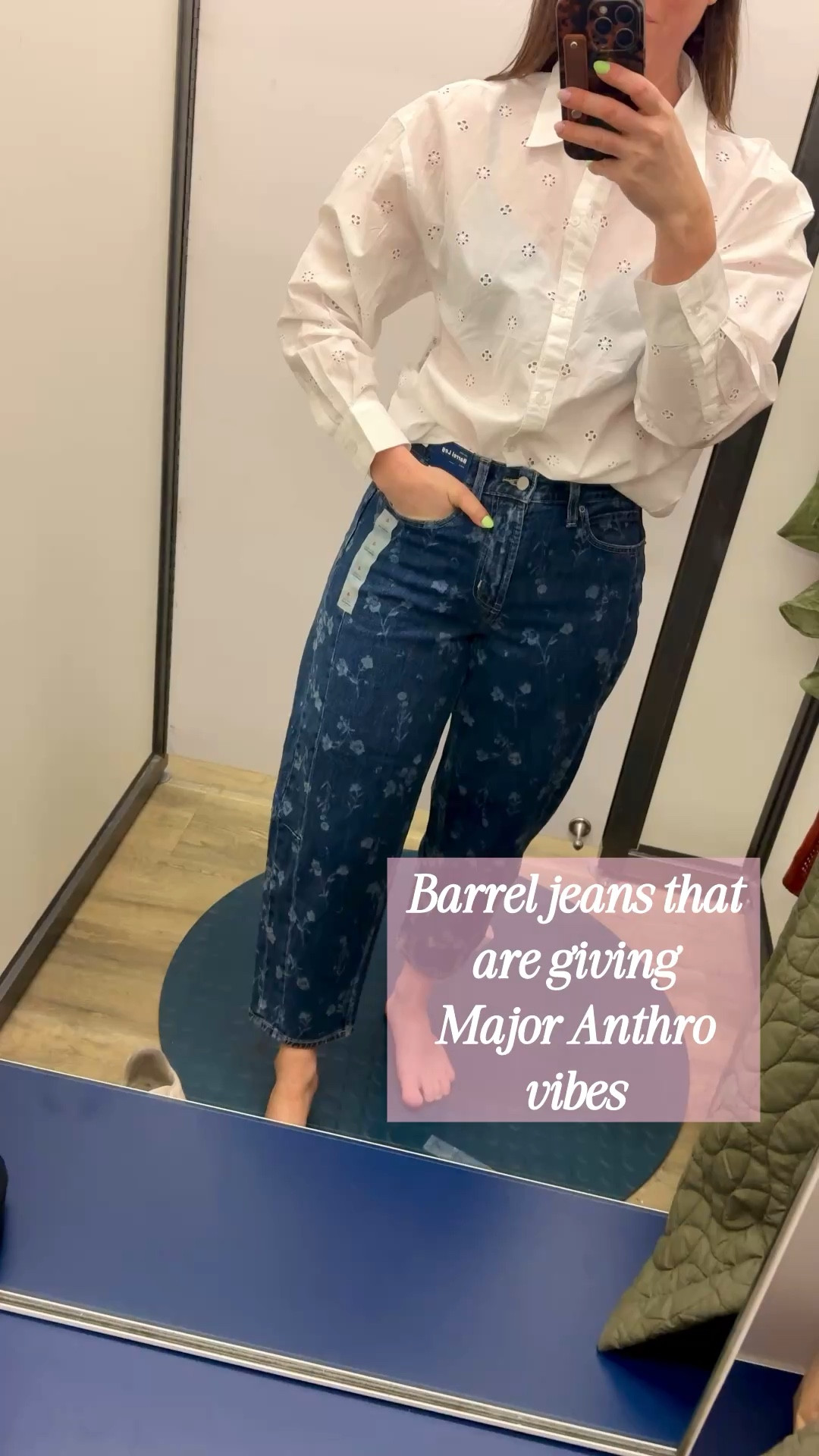 Anthro inspired barrel jeans run TTS. These are perfect t for spring 