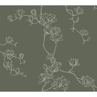 Magnolia Home Magnolia Branches Wallpaper, Sure Strip in Pine by DecoratorsBest | DecoratorsBest