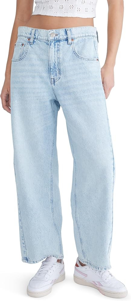 Aeropostale Womens Mid-Rise Barrel Leg Jean | Amazon (US)