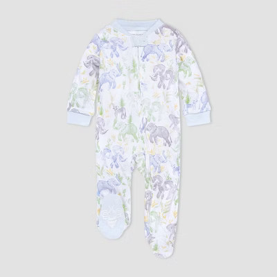 Burt's Bees Baby® Baby Boys' Elephant Sleep N' Play - Green/Blue 0-3M | Target