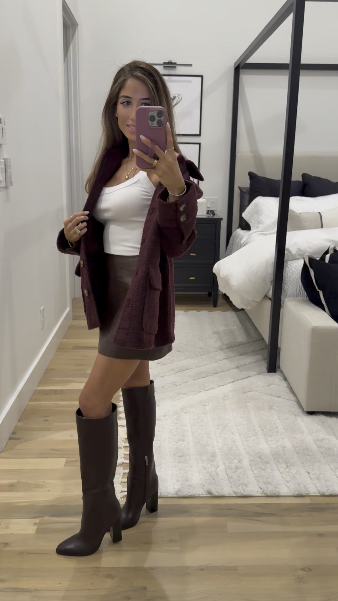 Christmas outfit idea faux leather skirt size xxs sherpa shacket 

#LTKHoliday #LTKgrwm #LTKootd