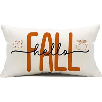 Kithomer Hello Fall Pillow Covers 12x20,Hello Pumpkin Autumn Throw Pillow Cover Decorations Pillo... | Amazon (US)