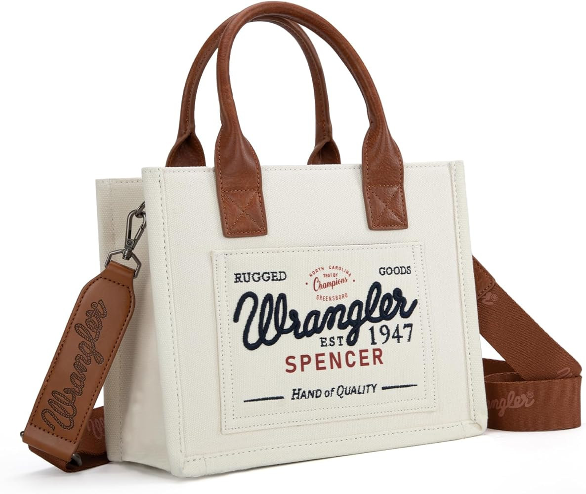 Montana West Wrangler Tote Bag for Women Retro Canvas Top Handle Purses and Handbags | Amazon (US)