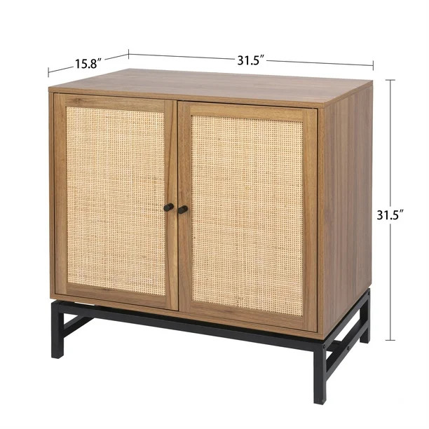 Sunix Sideboard Buffet Cabinet with Handmade Natural Rattan Doors, Console Table Storage Cabinet ... | Walmart (US)