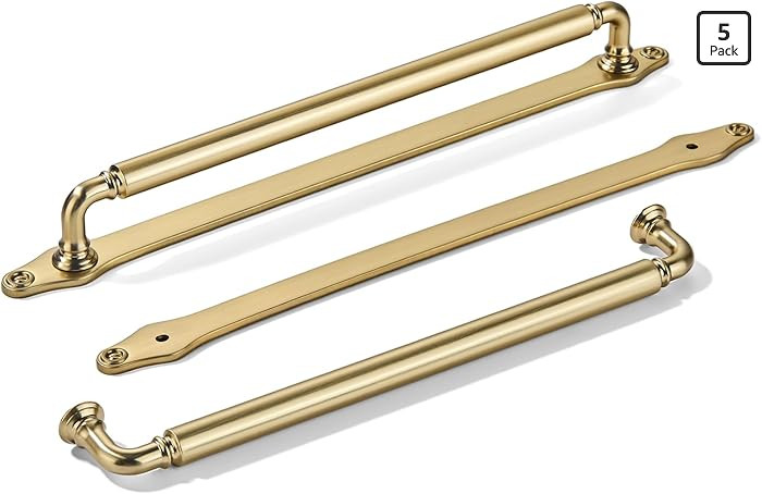khtumeware 5 Pack 12 Inch Hole Center Brushed Brass Cabinet Pull with Backplate Solid Heavy-Duty ... | Amazon (US)