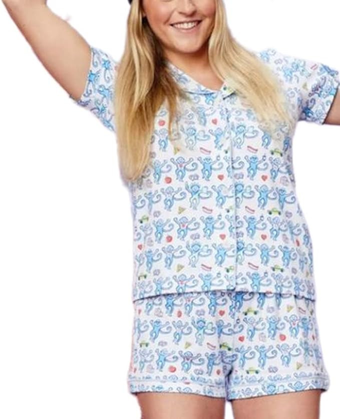 Womens Rabbit Monkey Print 2 Piece Pajamas Y2k Preppy Short Sleeve Shirt Shorts Two Piece Pjs Out... | Amazon (US)