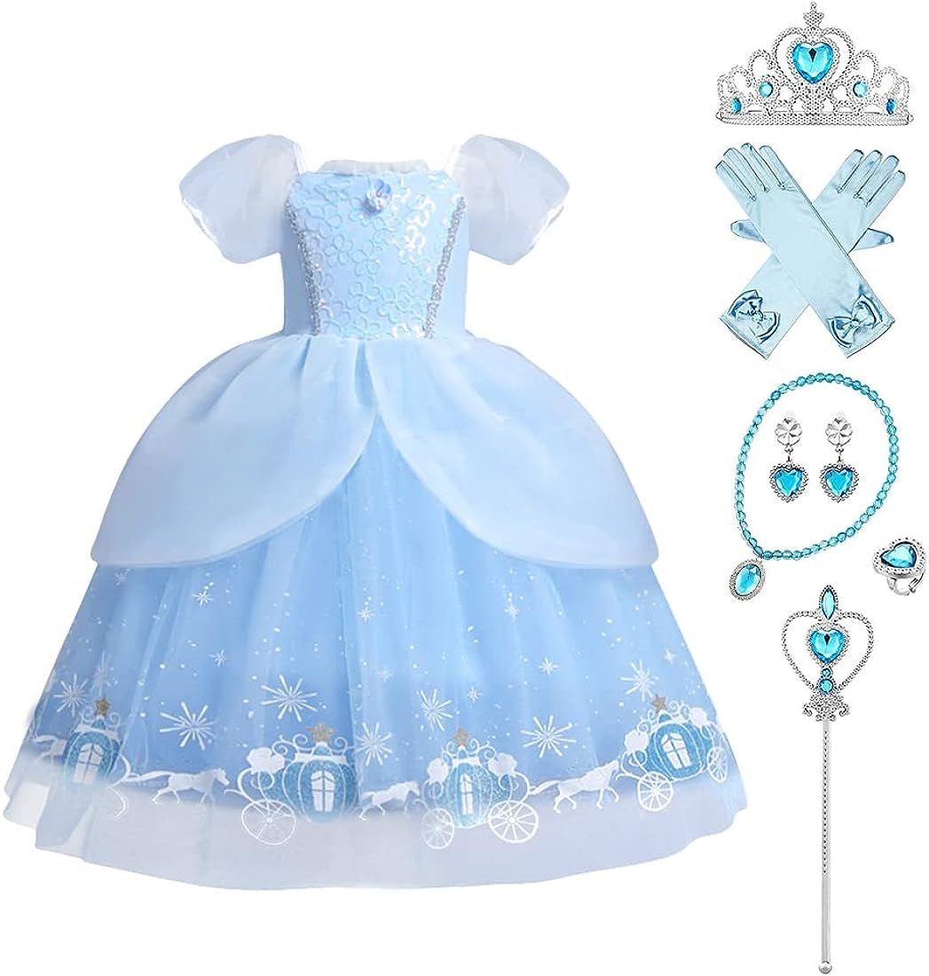 Girls Princess Dress Up Costume Butterfly Tulle Dress+Accessories Birthday Party Halloween Christ... | Amazon (US)