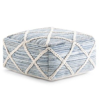 Woodley Square Pouf Natural/Blue - WyndenHall | Target