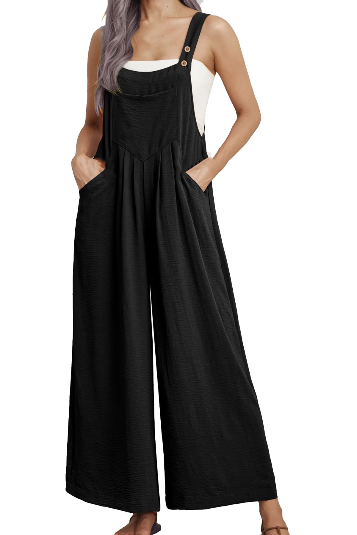 Fantaslook Wide Leg Jumpsuits for Women Casual Overalls Summer Rompers Jumpers Loose Sleeveless S... | Walmart (US)