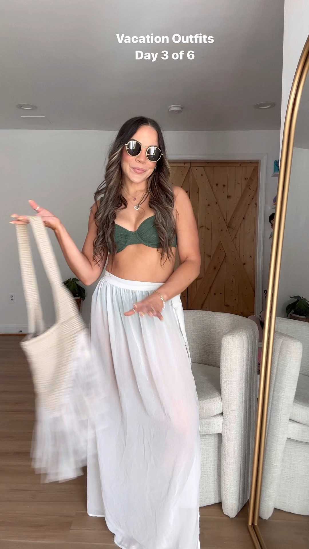 Sharing vacation fits this week so make sure to check out the other reels. This green bikini has gold shimmering to it - so pretty! It comes in blue and green as ways and different styles. My jewelry is 10%off with code IRIS10! Bag is from the Sak and  code IRISFITHESS20 for 20% OFF

Comment “shop” to receive codes and links. 

#abercrombiepartner #abercrombiestyle #vacation #vacationoutfits #resortwear #resortfashion #bikini #outfitideas #traveloutfit #vacayinspiration #vacayoutfit #reelfashion #outfitinspo #summeroutfit #vacationlook 
What to wear on vacation, bikini day, pool day, pool outfit, cover up, neutral style, outfit ideas, gold jewelry, spring vacation, dc blogger, ltk travel, designer inspired, flats, crochet bag,

#LTKtravel #LTKVideo #LTKswim
