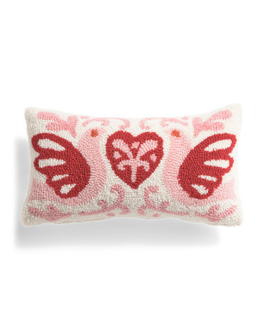 9x16 Doves Heart Folk Hooked Pillow | Polyester | Marshalls