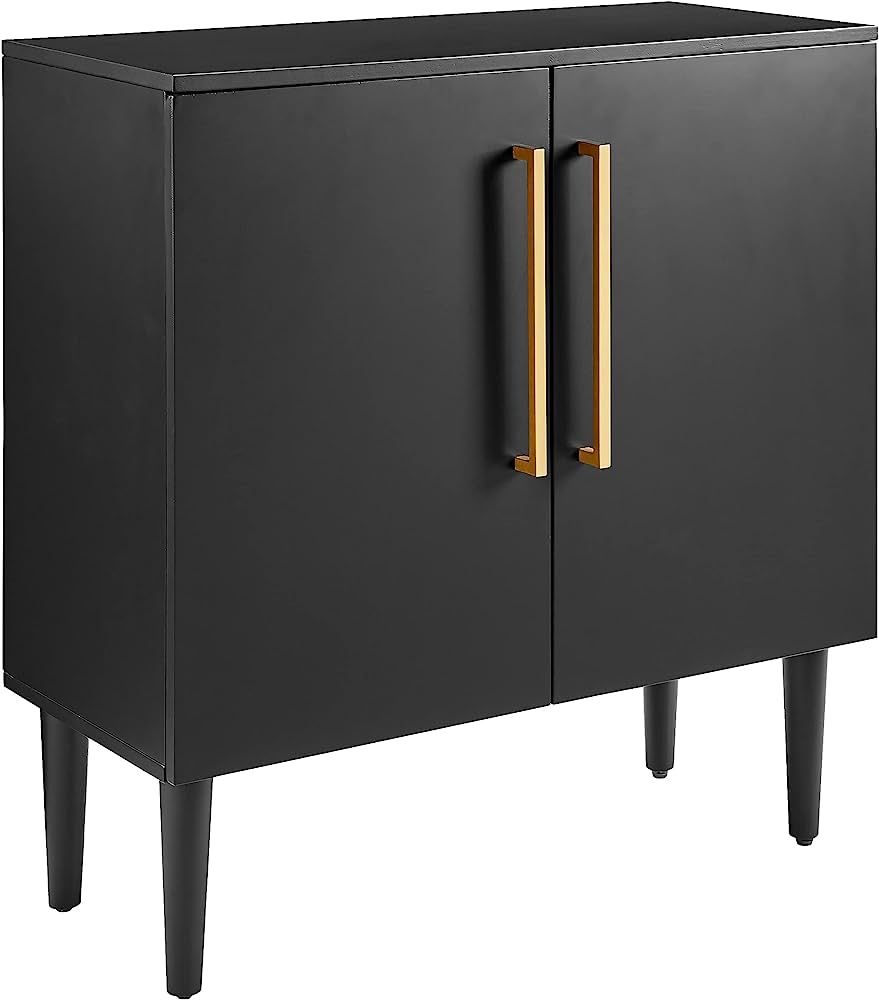 Crosley Furniture Everett Mid-Century Accent Cabinet, Matte Black | Amazon (US)