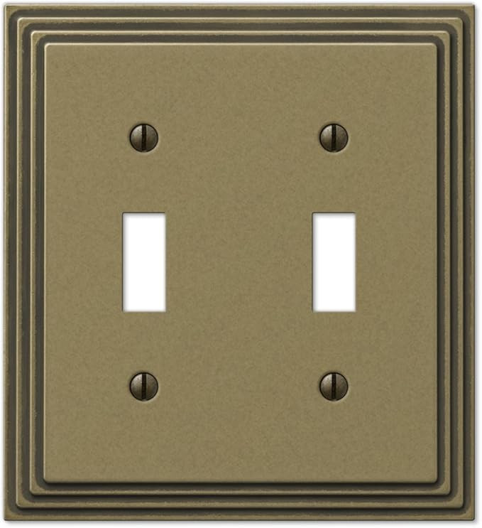 AMERELLE 84RRRB Steps Double Rocker Cast Metal Wallplate in Rustic Brass | Amazon (US)