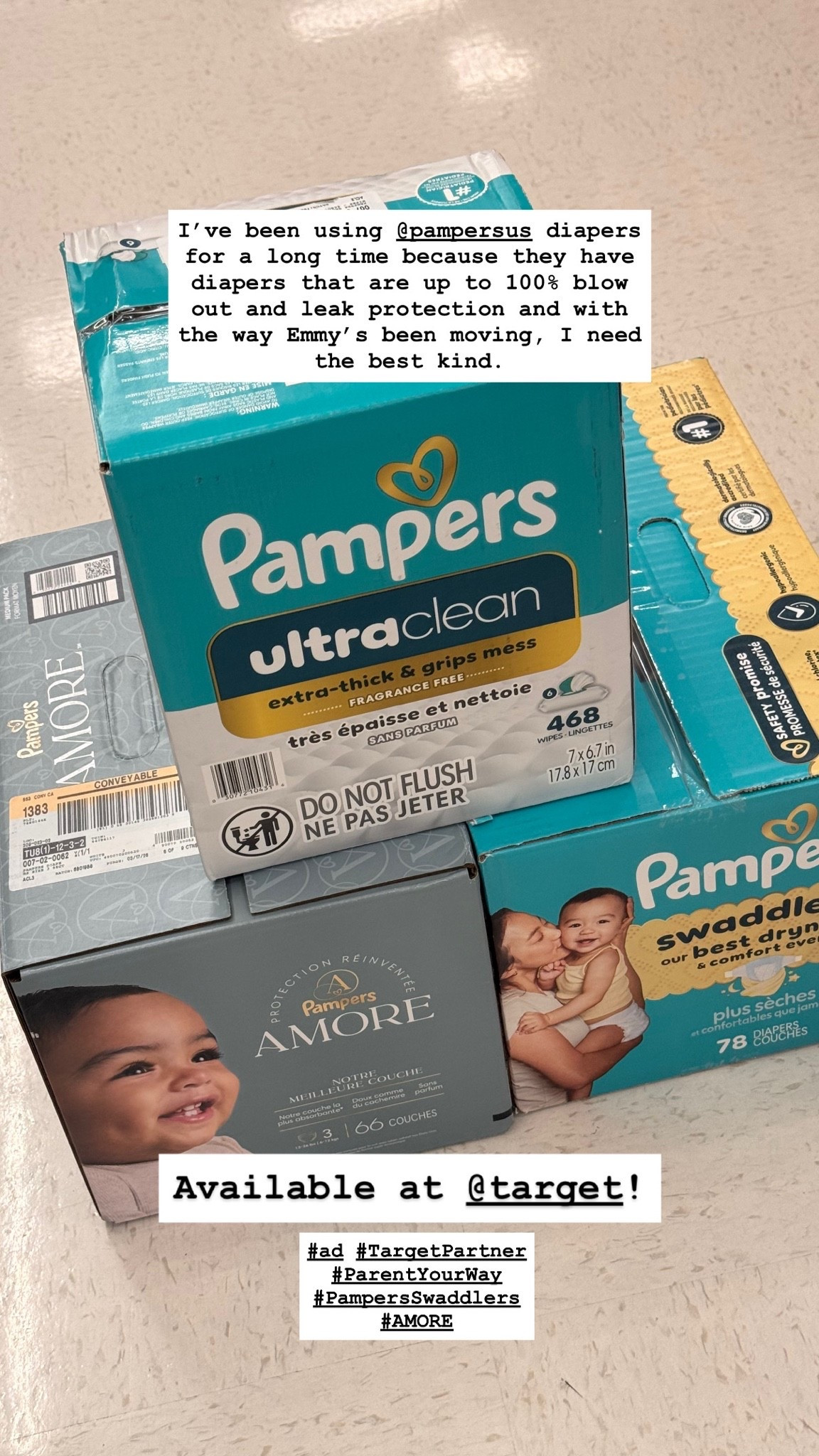 #ad So happy that @Pampers is available at target because pampers is truly the best! they have diapers that are up to 100% blow out and leak protection and with the way Emmy’s been moving, I need the best kind. Available at @Target 
#TargetPartner #ParentYourWay #PampersSwaddlers #AMORE