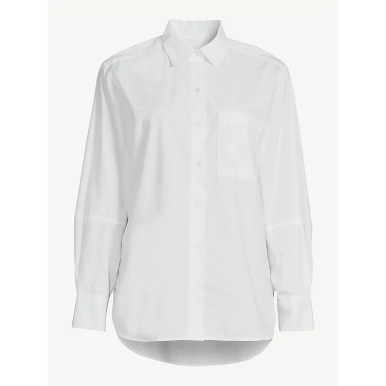 Free Assembly Women's Button-Down Boxy Tunic Shirt with Long Sleeves, Sizes XS-XXXL | Walmart (US)