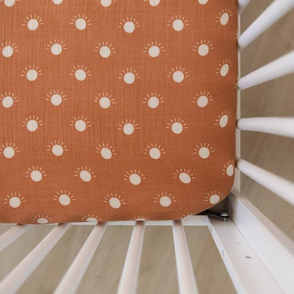 Sunshine Muslin Crib Sheet by Mebie Baby, Soft and Breathable Bed Sheets for Babies, Modern Neutr... | Amazon (US)