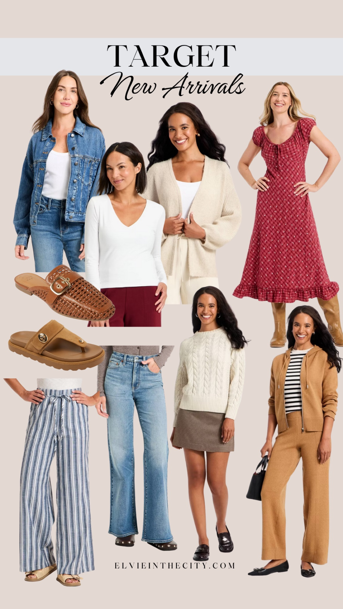 New arrivals from Target include a denim trucker jacket, long sleeve v neck top, cardigan sweater, a riddle sleeve maxi dress, woven mules, platform sandles, striped drawstring pants, a cable knit sweater, mini skirt, and a hooded sweater with matching pants. 

Ootd, fashion over 40, over 50 style, Target fashion 

#LTKFindsUnder50 #LTKOver40