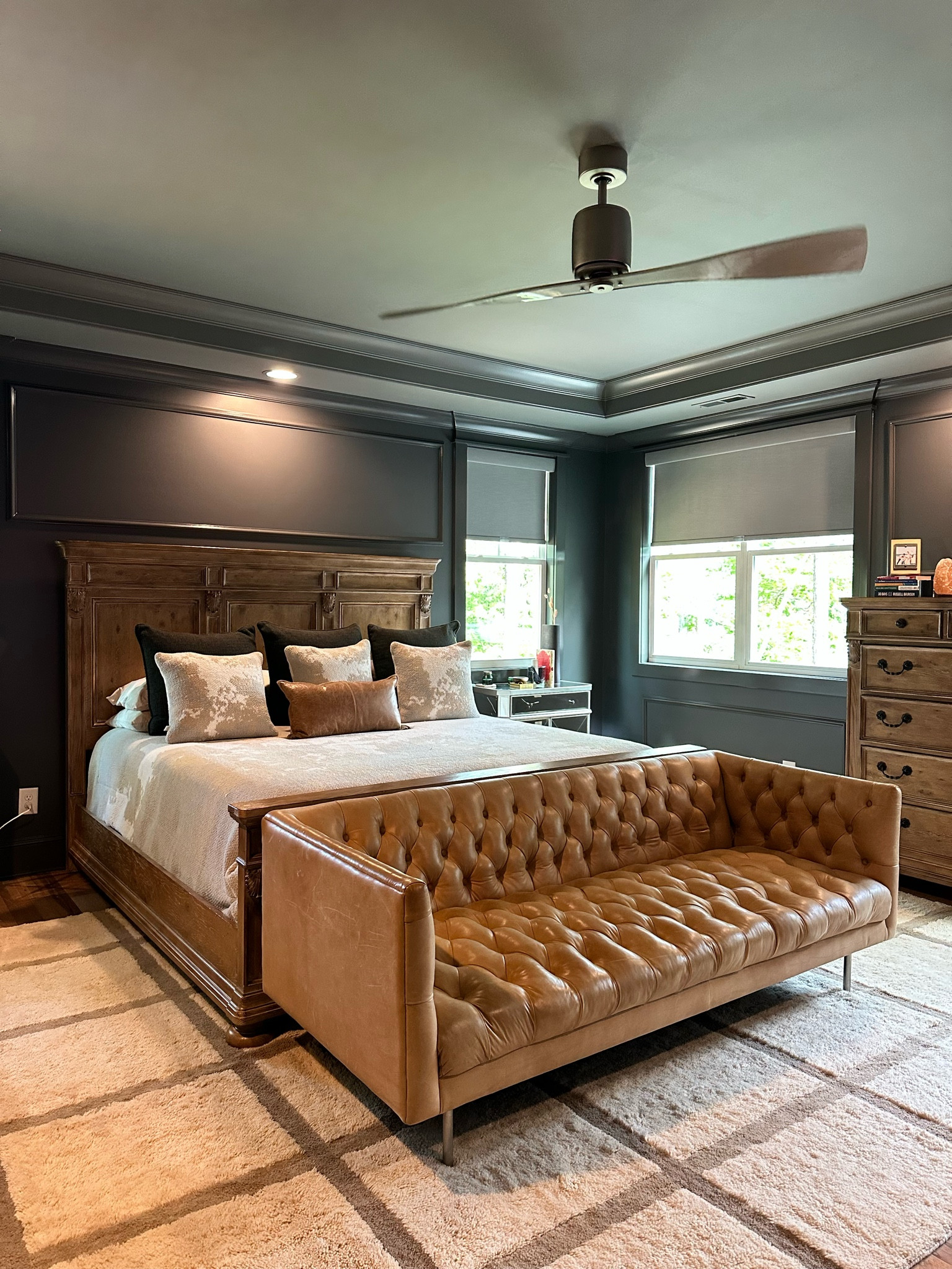 Bedroom Refresh: Paint Colors
Walls: Sherwin Williams Peppercorn Matte
Doors + Trim: Sherwin Williams Peppercorn Gloss
Ceiling: Sherwin Williams Cityscape Flat

Bed + Dresser set is old Havertys 



#LTKHome #LTKBacktoSchool #LTKFamily