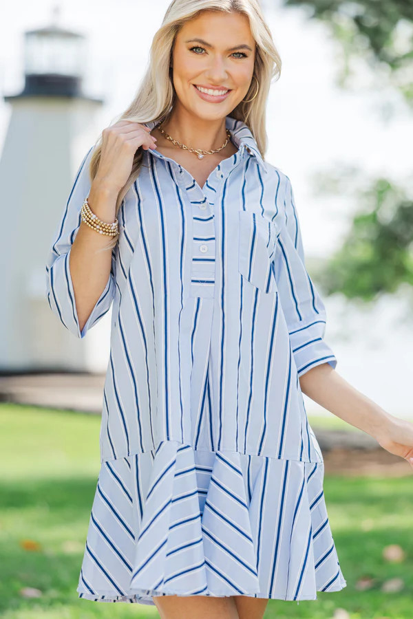The Genuine Light Blue Striped Dress | The Mint Julep Boutique