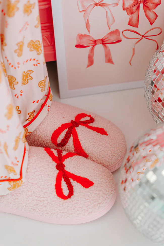 Red Bow Slippers Macy Blackwell X Pink Lily | Pink Lily