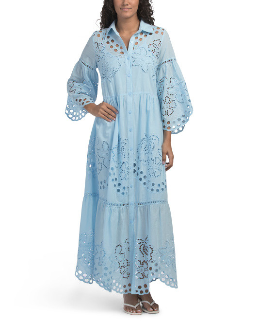 Long Sleeve Laser Cut Maxi Dress | TJ Maxx