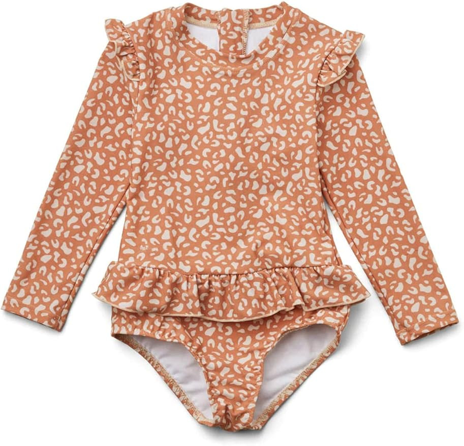 LDIOIF Girls One Piece Long Sleeve Swimsuit Stripe Seersucker Bathing Suit Zipper Rash Guard Surf... | Amazon (US)