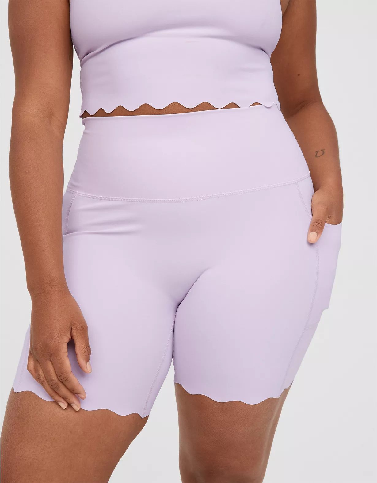 OFFLINE By Aerie Goals High Waisted Scallop 7" Bike Short | American Eagle Outfitters (US & CA)